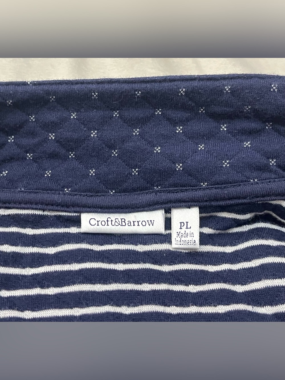 Croft & Barrow Navy Blue Quilted Dot Pattern Zip-Up Adjustable Sleeve Jacket - Picture 12 of 16
